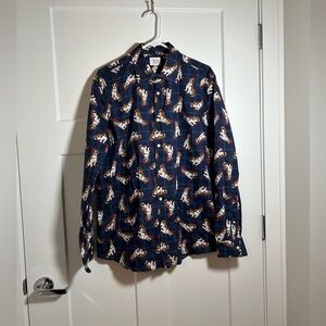 Men’s dog Christmas holiday dress shirt